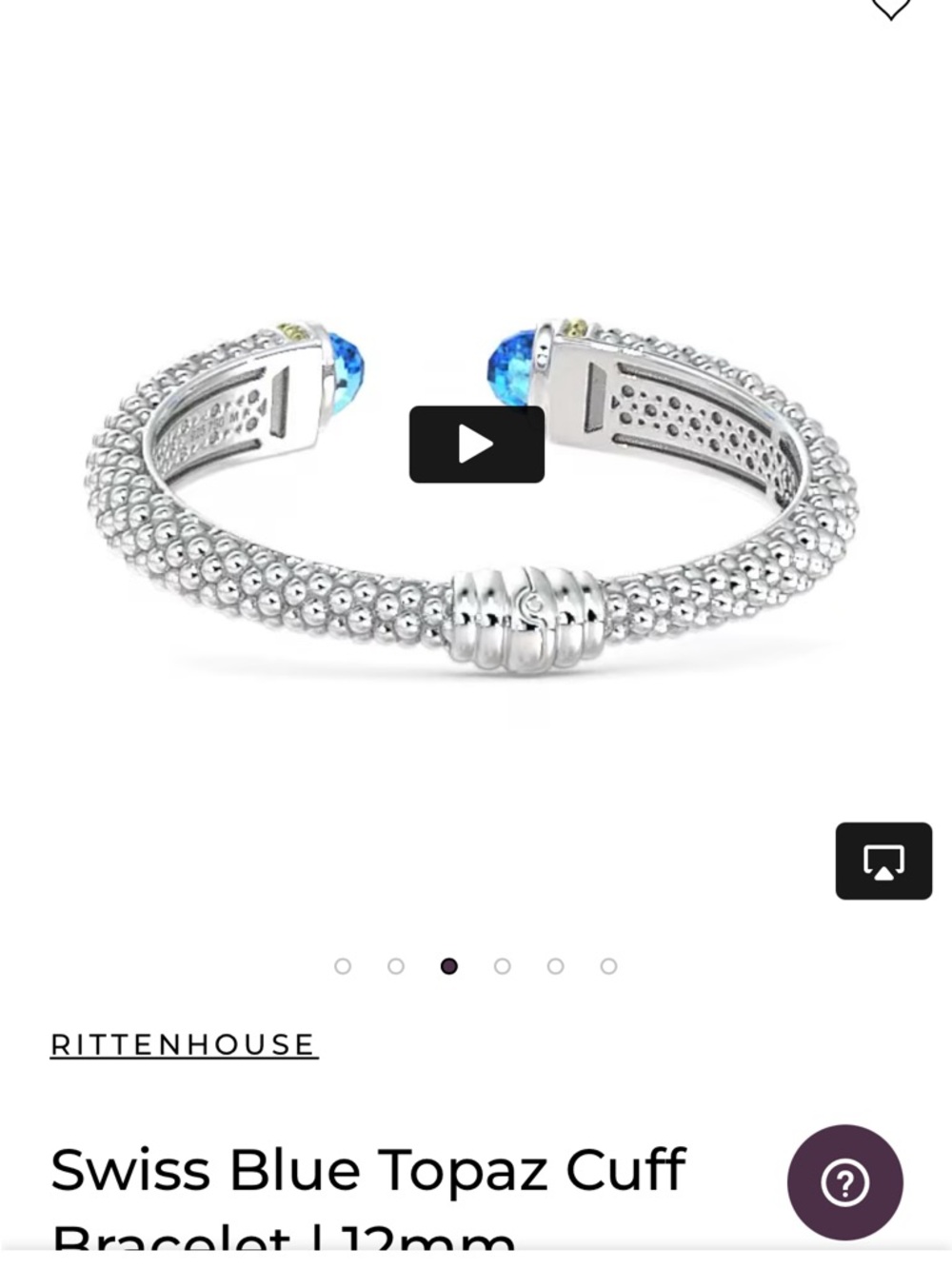 LAGOS Silver Cuff Bracelet with Swiss Blue Topaz and Gold Accents - Picture 2 of 4